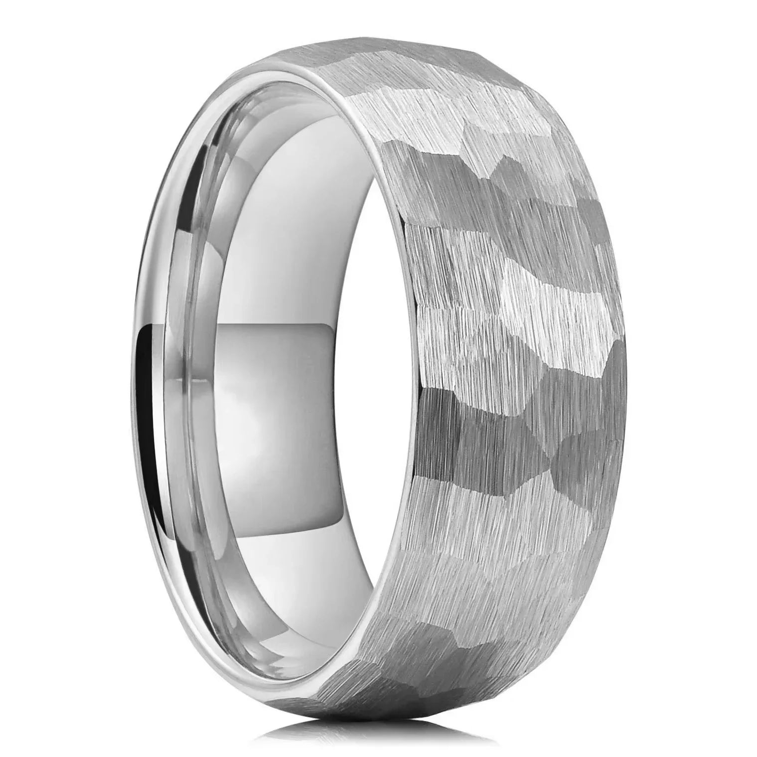 Black Brushed Stainless Steel Couple Ring Fashion Hammered Multi-faceted Titanium Rings for Men Women Wedding Engagement Jewelry