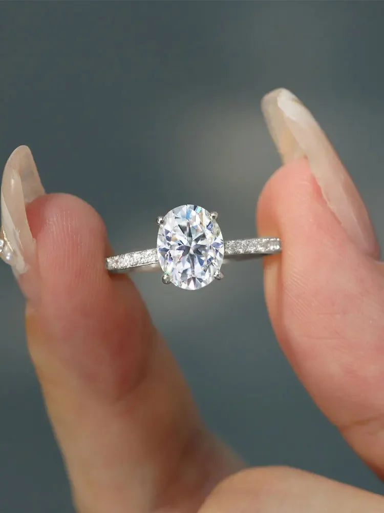 925 Sterling Silve Gorgeous Romantic 1-5CT Zircon Oval Stone Ring For Women Engagement Wedding Luxury High Quality Fine Jewelry