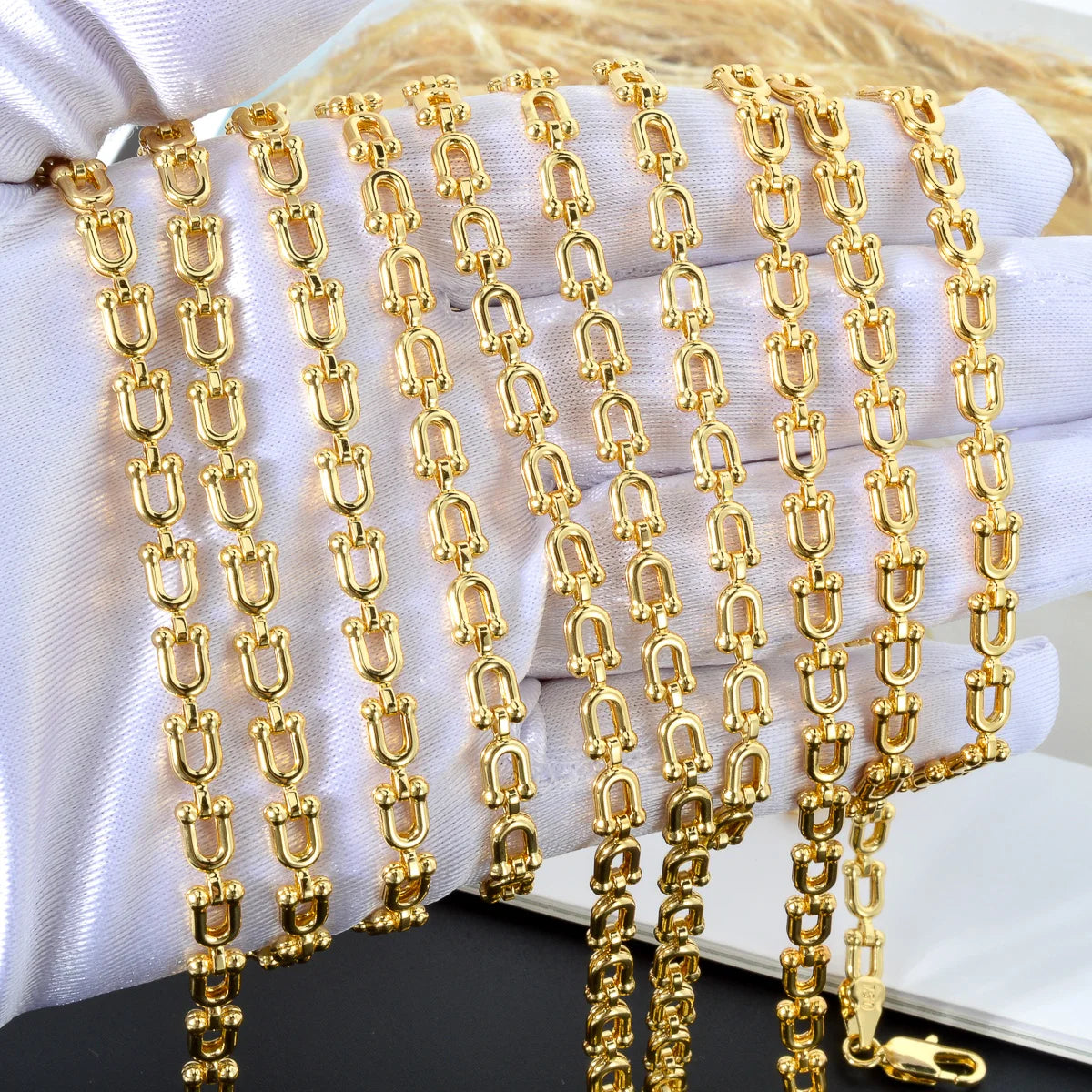 45/50/55/60cm U Shape Chain Hip Hop Punk Thick Chain Necklace Classic Gold Color Choker Unisex Statement Jewelry Gifts