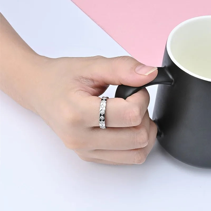 4mm Stainless Steel Stackable CZ Eternity Ring Wedding Band for Women Men Size 5-11