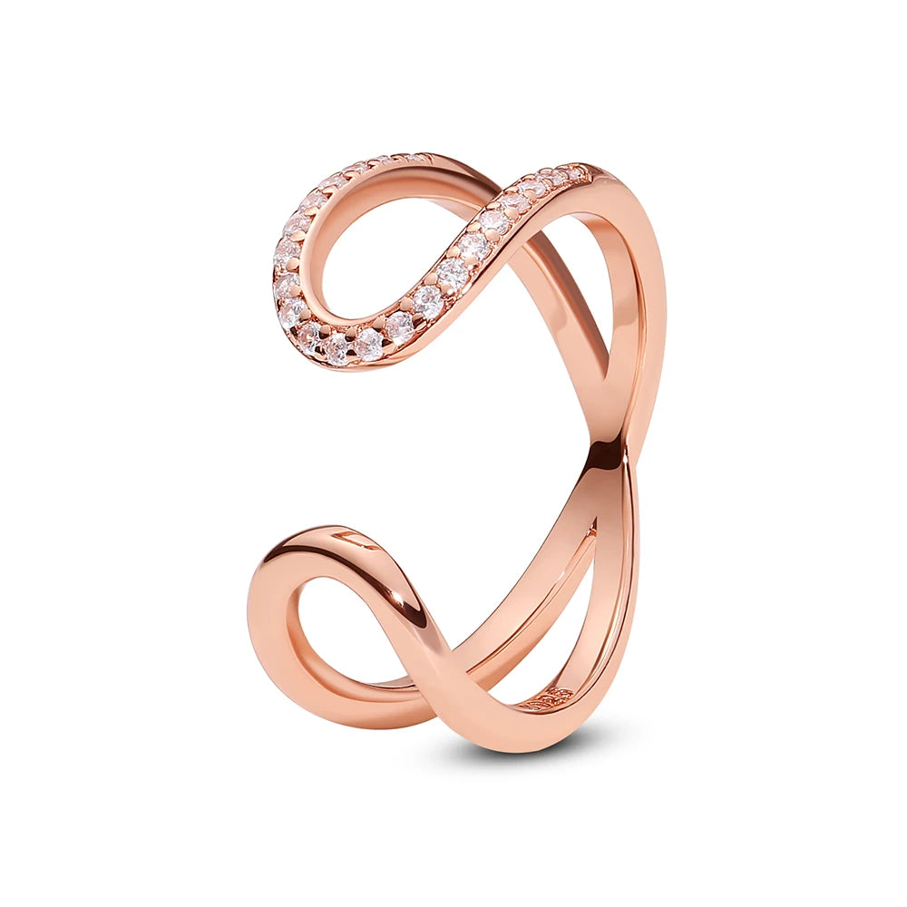 925 Sterling Silver Rings For Women Original Crown Love Heart Wishbone Engagement Wedding Rose Gold Crystal Ring Luxury Jewelry