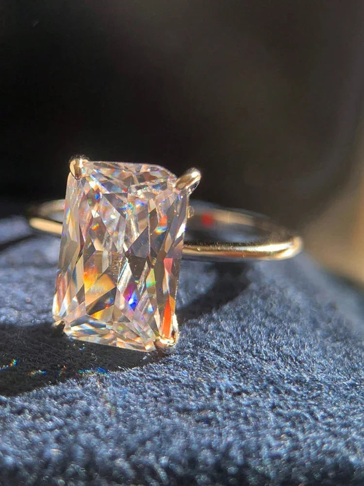 925 Sterling Silve Luxury Shiny 1-5CT Zircon Rectangle Ring For Women Engagement Wedding Gorgeous High Quality Fine Jewelry