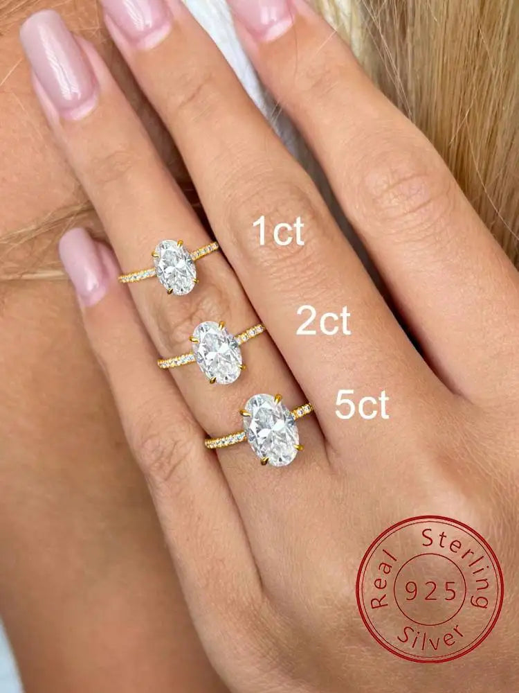925 Sterling Silve Gorgeous Romantic 1-5CT Zircon Oval Stone Ring For Women Engagement Wedding Luxury High Quality Fine Jewelry