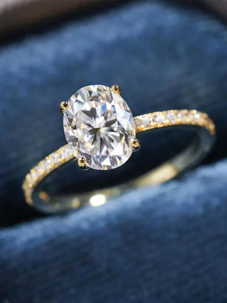 925 Sterling Silve Gorgeous Romantic 1-5CT Zircon Oval Stone Ring For Women Engagement Wedding Luxury High Quality Fine Jewelry