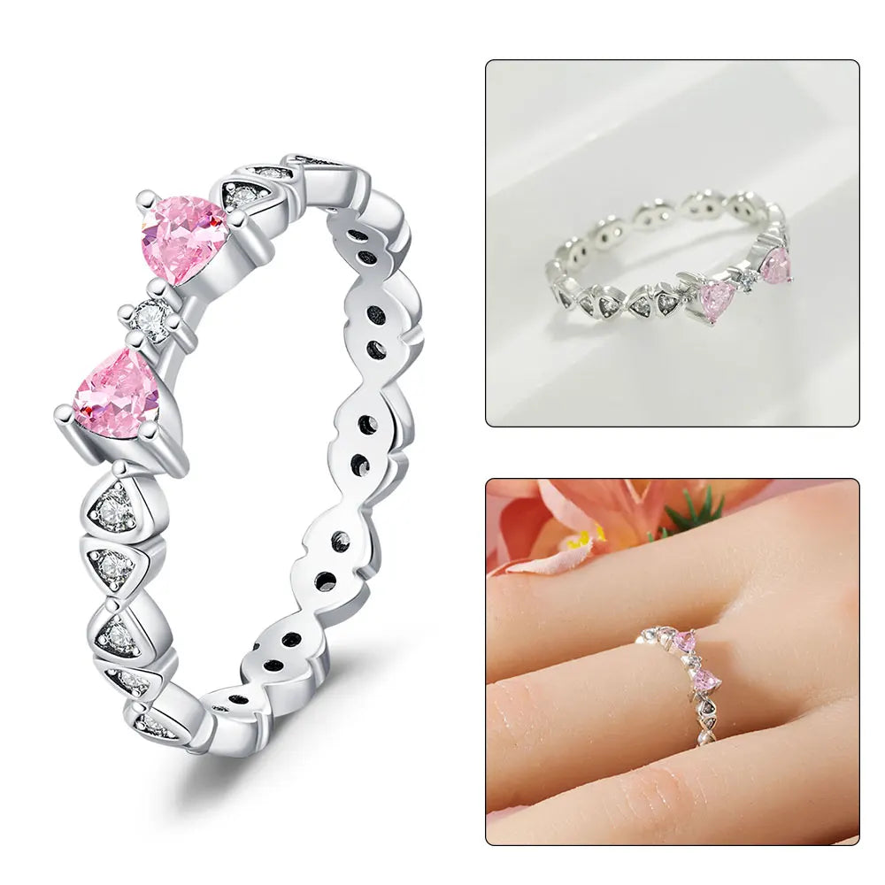 925 Sterling Silver Sparkling Hoops Ring Love Heart For Women Fashion jewelry Firefly Clover ring Party Anniversary Fine Gifts