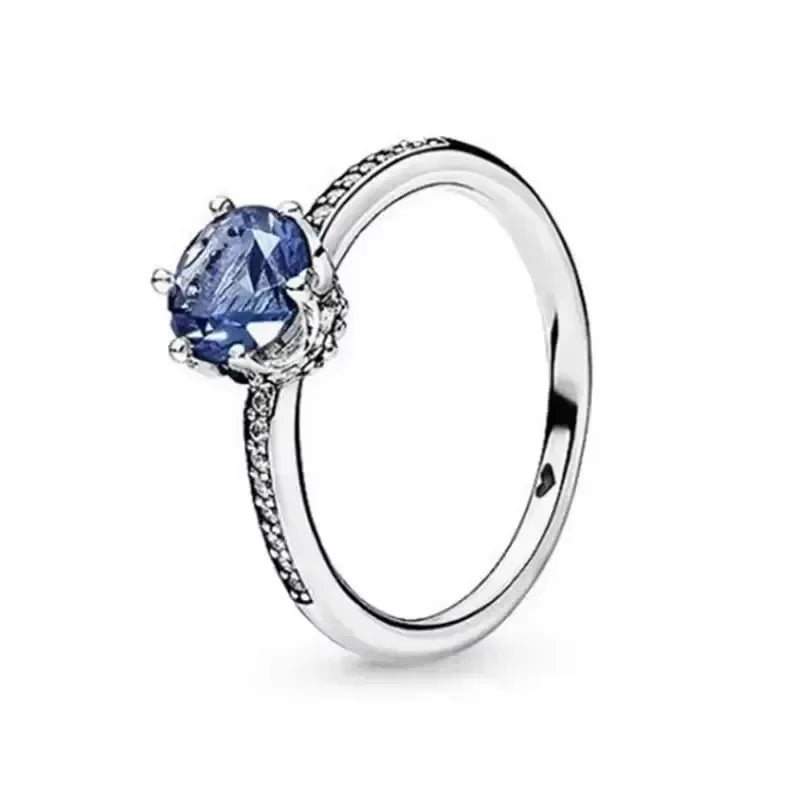 2025 New 925 sterling silver classic dazzling crown round hearts ring exquisite women's light luxury charm ring jewelry gift