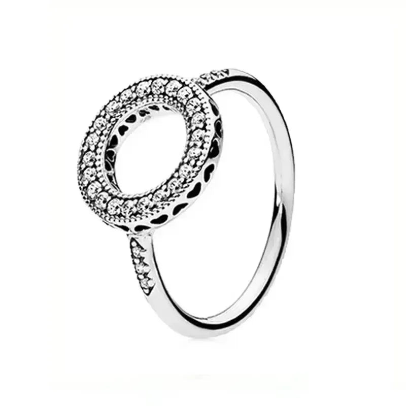 2025 New 925 sterling silver classic dazzling crown round hearts ring exquisite women's light luxury charm ring jewelry gift