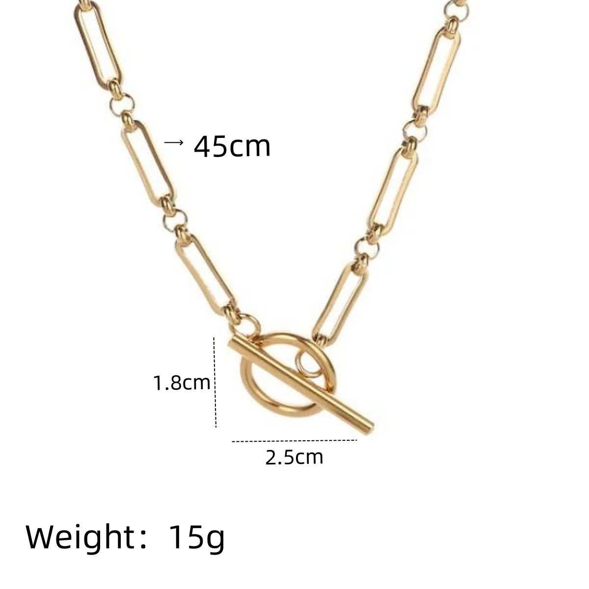 1pcs Fashion Minimalist Stainless Steel Jewelry Round Clasp Simple Vintage Metal Paperclip Bamboo-Pattern Chain Necklace