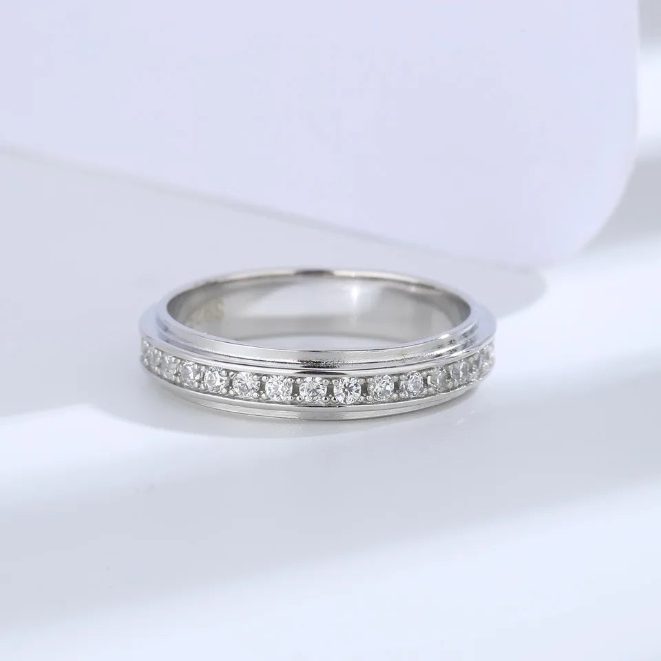 Buyee 925 Sterling Silver Wedding Ring Light White Zircon Ring Finger for Woman Man Classic Fine Jewelry Circle Gift with Box