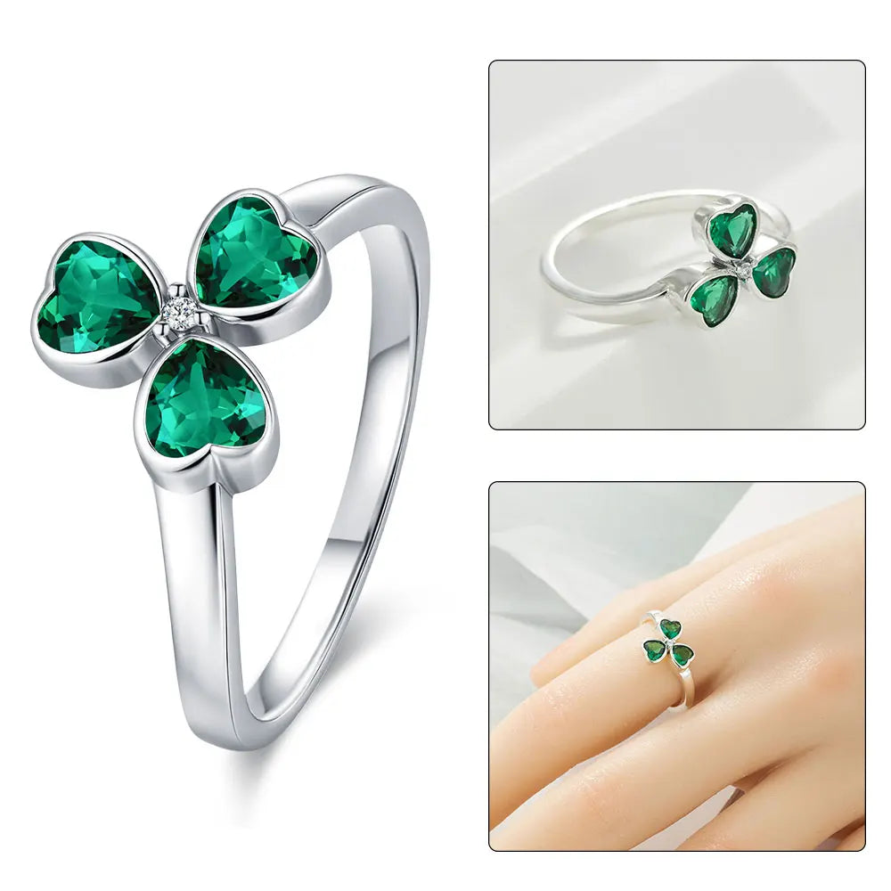 925 Sterling Silver Sparkling Hoops Ring Love Heart For Women Fashion jewelry Firefly Clover ring Party Anniversary Fine Gifts