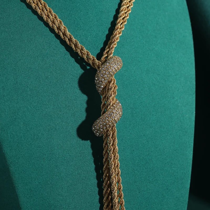 4mm Rope Chain Necklace Gold Color Vintage Antique Long Jewelry For Women Sweater Tassel Accessories Luxury Dubai 2025 Trends