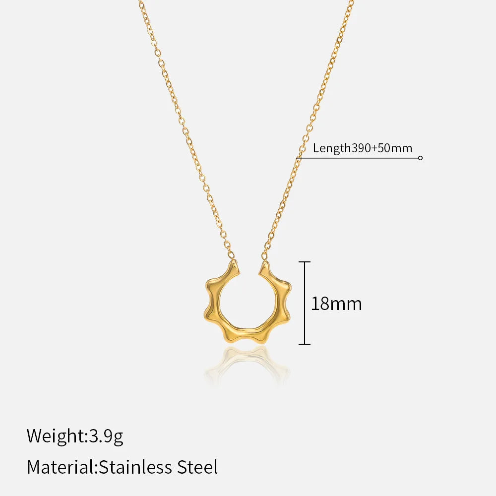 316L Stainless Steel Star Moon Flower Hang Tag Necklace for Women Minimalist Golden Chain Necklace Accessory