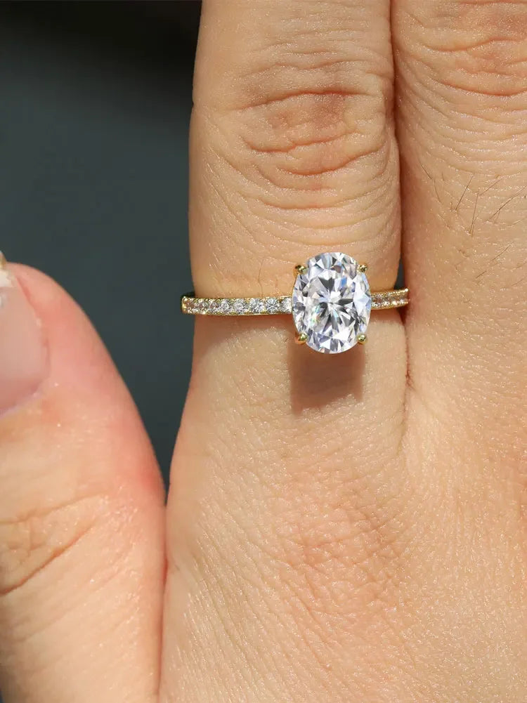 925 Sterling Silve Gorgeous Romantic 1-5CT Zircon Oval Stone Ring For Women Engagement Wedding Luxury High Quality Fine Jewelry