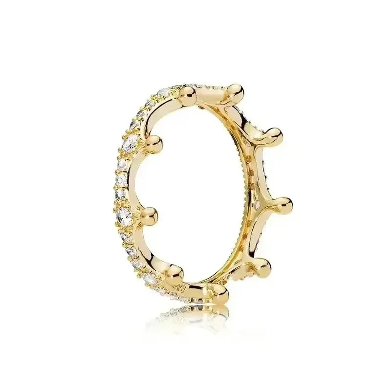 2025 New 925 sterling silver classic dazzling crown round hearts ring exquisite women's light luxury charm ring jewelry gift