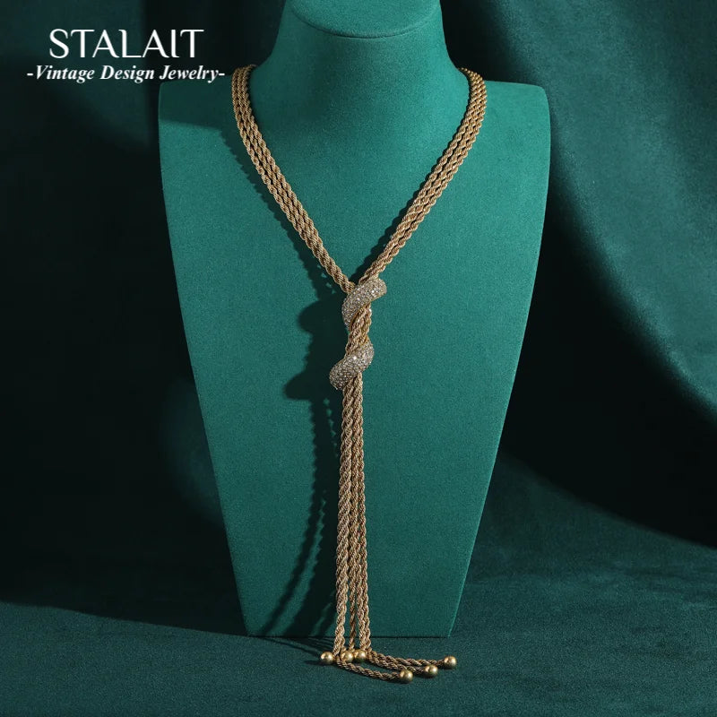 4mm Rope Chain Necklace Gold Color Vintage Antique Long Jewelry For Women Sweater Tassel Accessories Luxury Dubai 2025 Trends