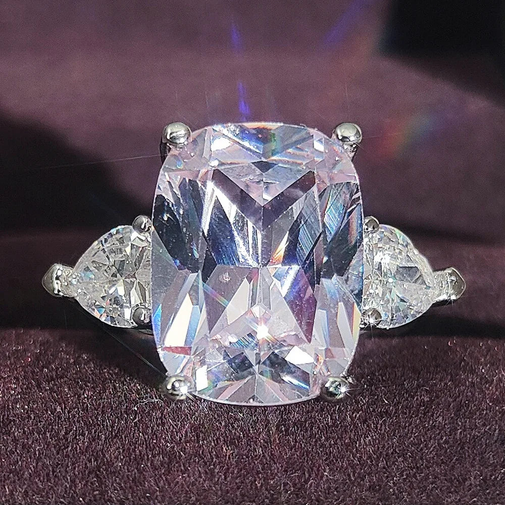 1 Geometric Cut Cubic Zirconia Copper Material Ring Suitable For Women's Party And Daily Wear Jewelry Gifts