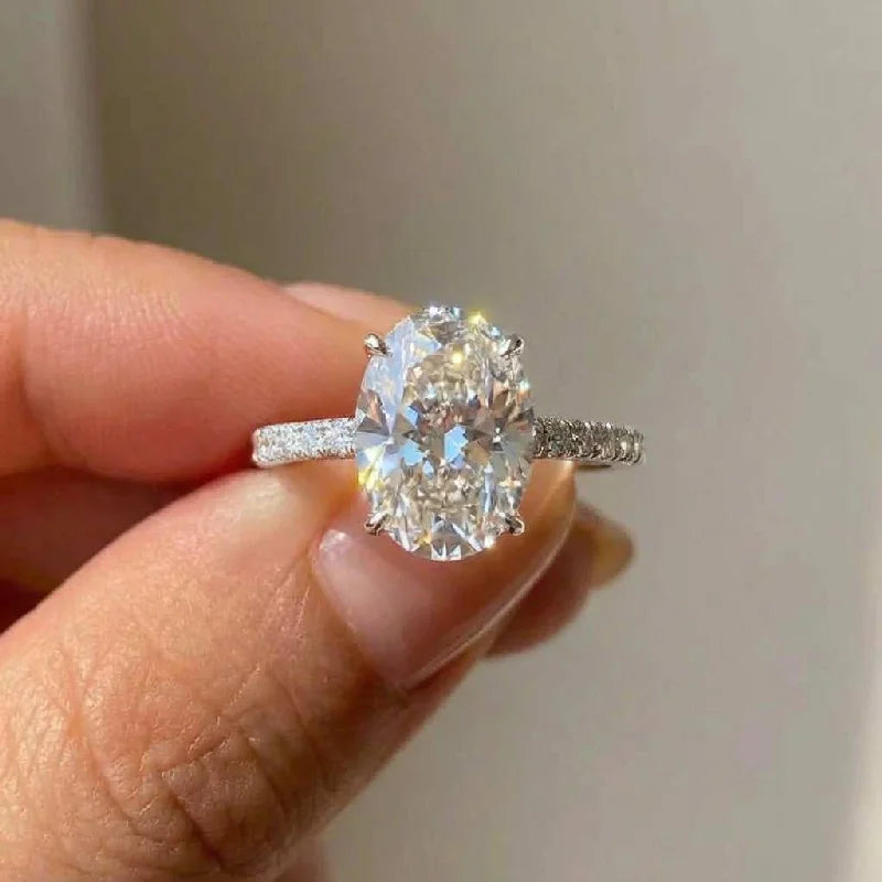 925 Sterling Silve Zircon Gorgeous Shiny Oval Stone Rings for Women Gift Engagement Wedding Luxury High Quality Fine Jewelry