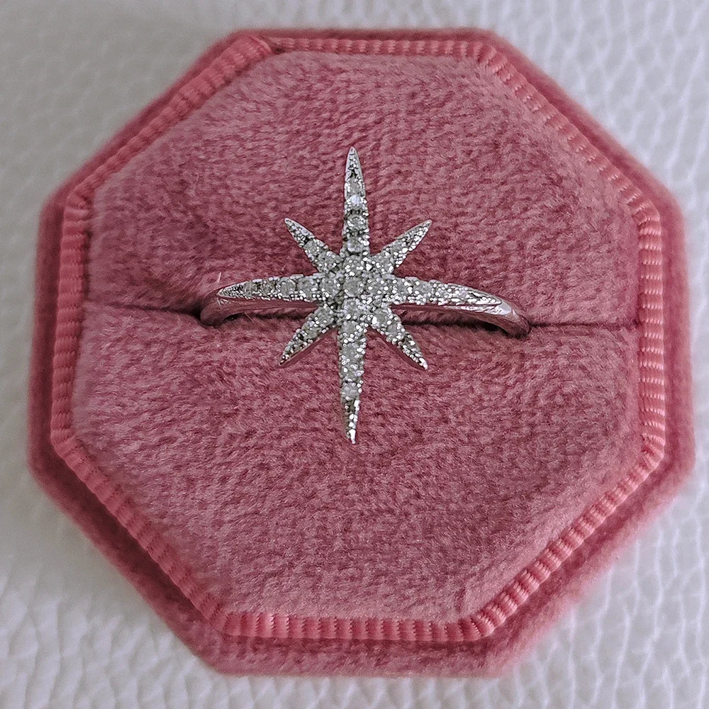 2025 new arrival Unique Design silver color star fashion ring for women Valentine's Day gift Jewelry wholesale R5945