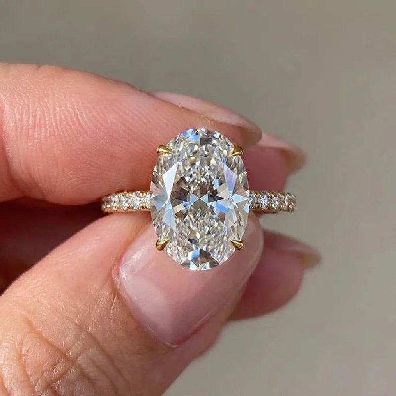 925 Sterling Silve Zircon Gorgeous Shiny Oval Stone Rings for Women Gift Engagement Wedding Luxury High Quality Fine Jewelry