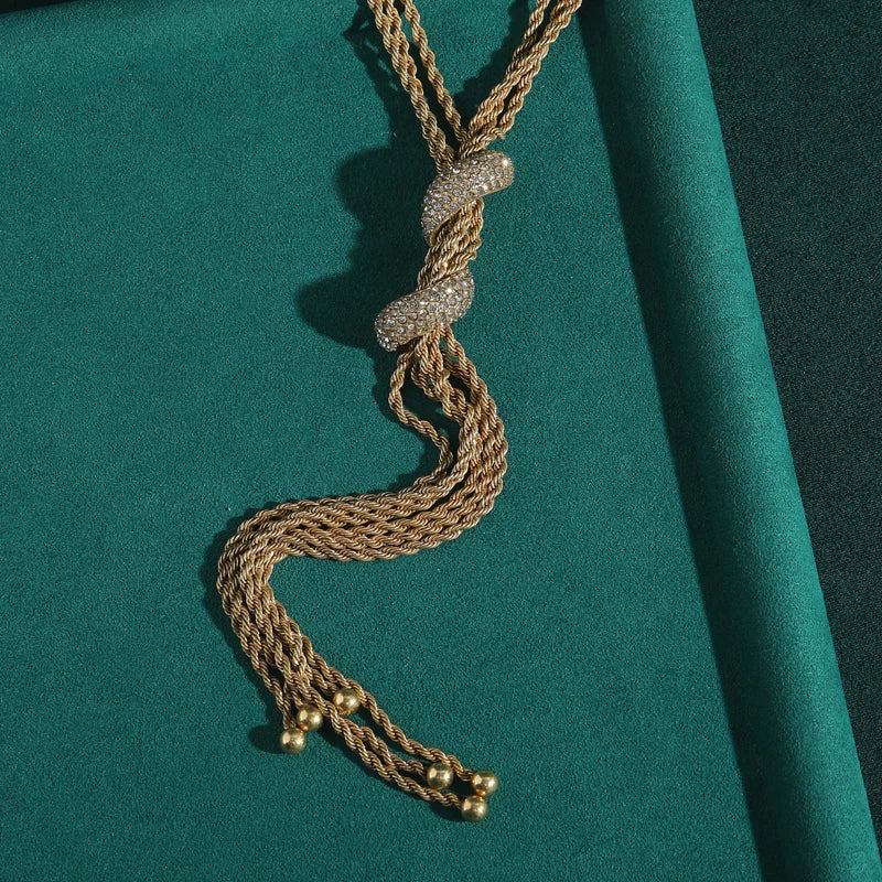 4mm Rope Chain Necklace Gold Color Vintage Antique Long Jewelry For Women Sweater Tassel Accessories Luxury Dubai 2025 Trends