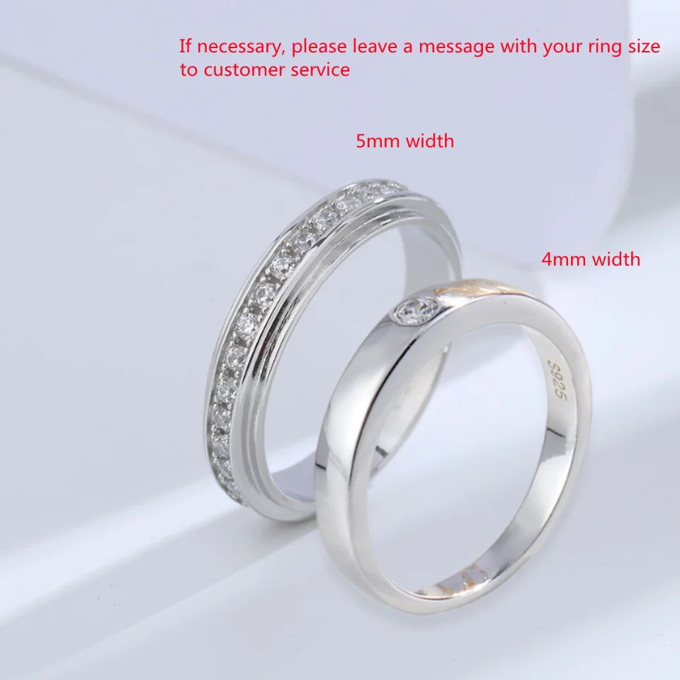 Buyee 925 Sterling Silver Wedding Ring Light White Zircon Ring Finger for Woman Man Classic Fine Jewelry Circle Gift with Box