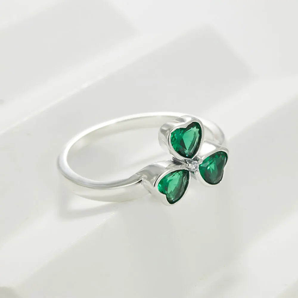 925 Sterling Silver Sparkling Hoops Ring Love Heart For Women Fashion jewelry Firefly Clover ring Party Anniversary Fine Gifts