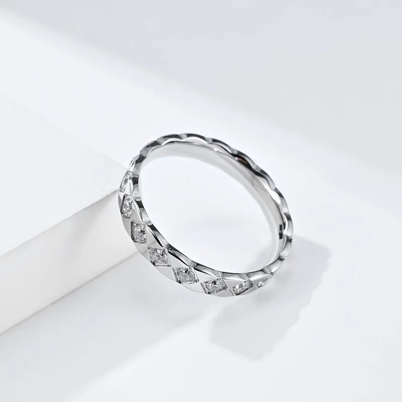 4mm Stainless Steel Stackable CZ Eternity Ring Wedding Band for Women Men Size 5-11