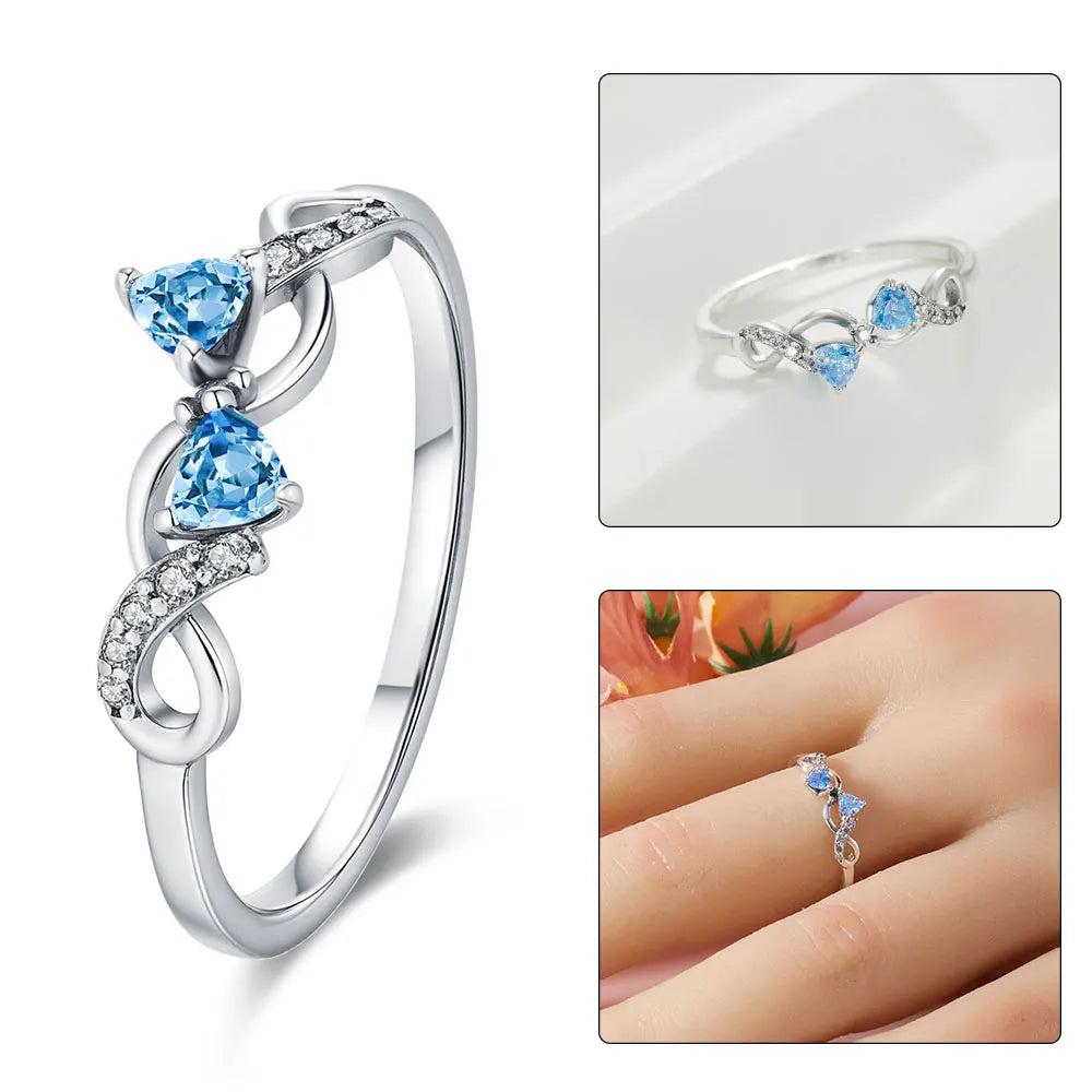 925 Sterling Silver Sparkling Hoops Ring Love Heart For Women Fashion jewelry Firefly Clover ring Party Anniversary Fine Gifts