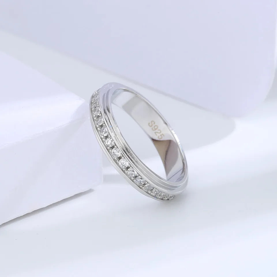 Buyee 925 Sterling Silver Wedding Ring Light White Zircon Ring Finger for Woman Man Classic Fine Jewelry Circle Gift with Box