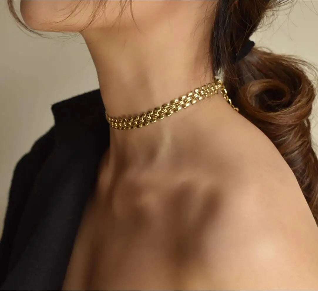 316L Stainless Steel Necklace Gold Color Hip Hop Wheat Shape For Women Men Fashion Trend Girl Jewelry Gift Joyas