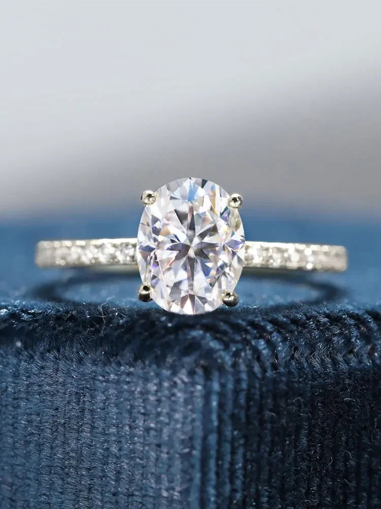 925 Sterling Silve Gorgeous Romantic 1-5CT Zircon Oval Stone Ring For Women Engagement Wedding Luxury High Quality Fine Jewelry