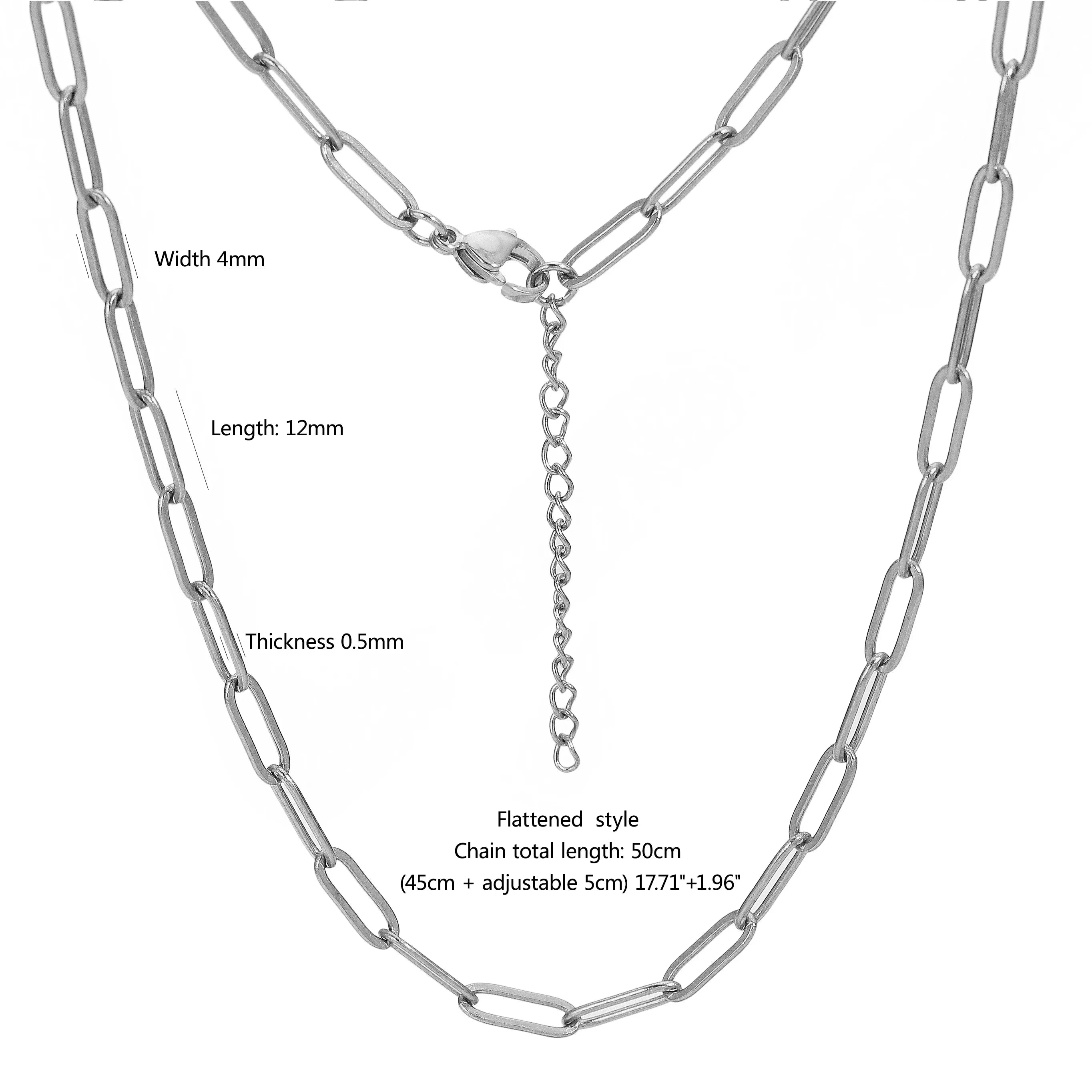 5pcs 45+5cm plated Gold Stainless Steel Link Chains Oval Bulk Necklaces Jewelry Adjustable Chains Wholesale Chokers DIY Crafts