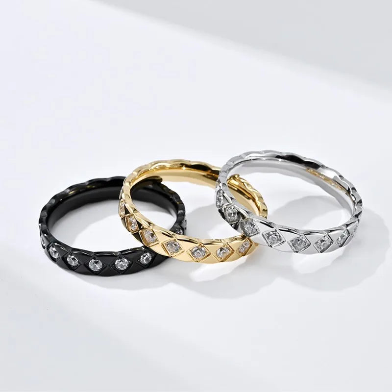 4mm Stainless Steel Stackable CZ Eternity Ring Wedding Band for Women Men Size 5-11