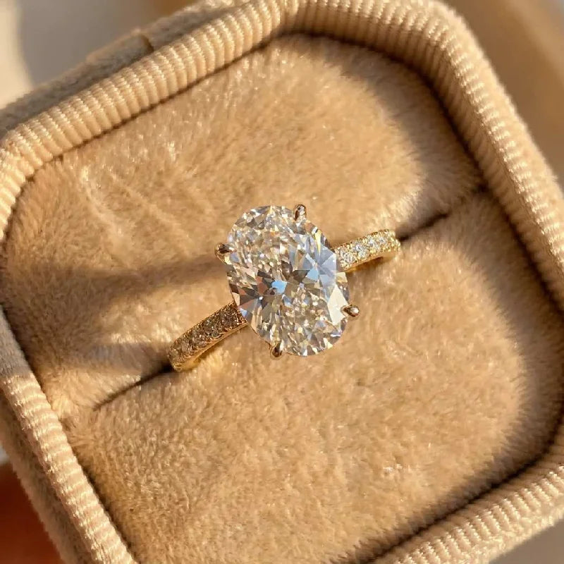 925 Sterling Silve Zircon Gorgeous Shiny Oval Stone Rings for Women Gift Engagement Wedding Luxury High Quality Fine Jewelry