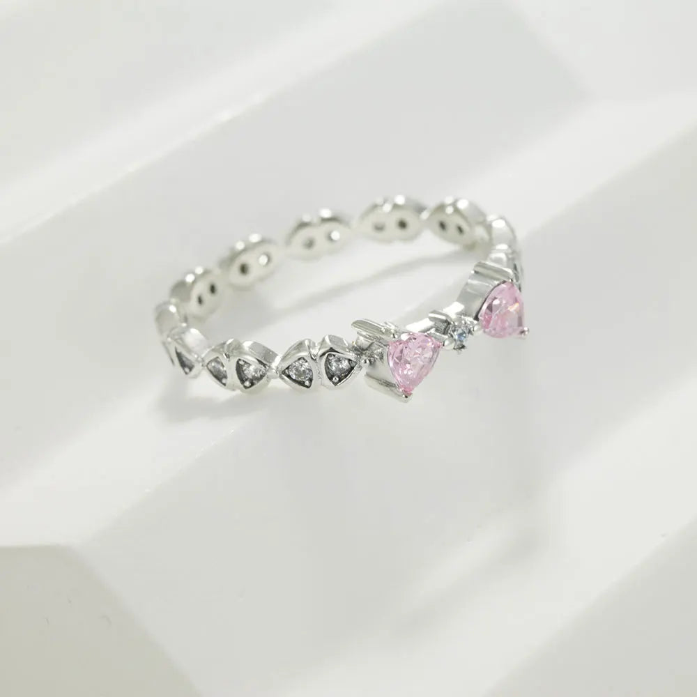 925 Sterling Silver Sparkling Hoops Ring Love Heart For Women Fashion jewelry Firefly Clover ring Party Anniversary Fine Gifts