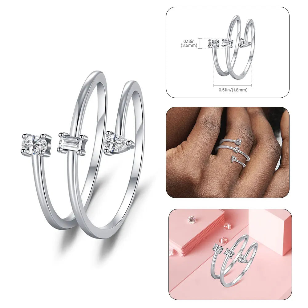 925 Sterling Silver Sparkling Hoops Ring Love Heart For Women Fashion jewelry Firefly Clover ring Party Anniversary Fine Gifts
