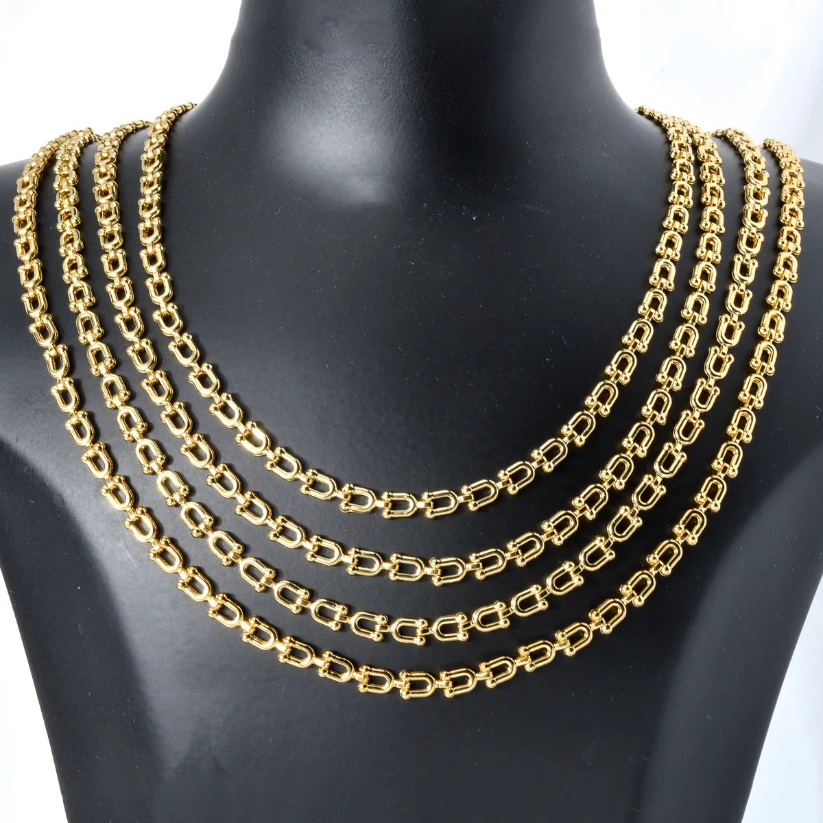45/50/55/60cm U Shape Chain Hip Hop Punk Thick Chain Necklace Classic Gold Color Choker Unisex Statement Jewelry Gifts