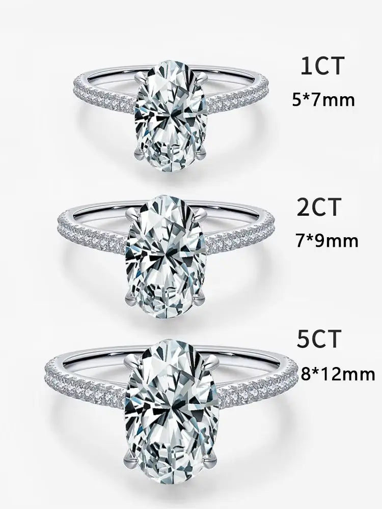 925 Sterling Silve Gorgeous Romantic 1-5CT Zircon Oval Stone Ring For Women Engagement Wedding Luxury High Quality Fine Jewelry