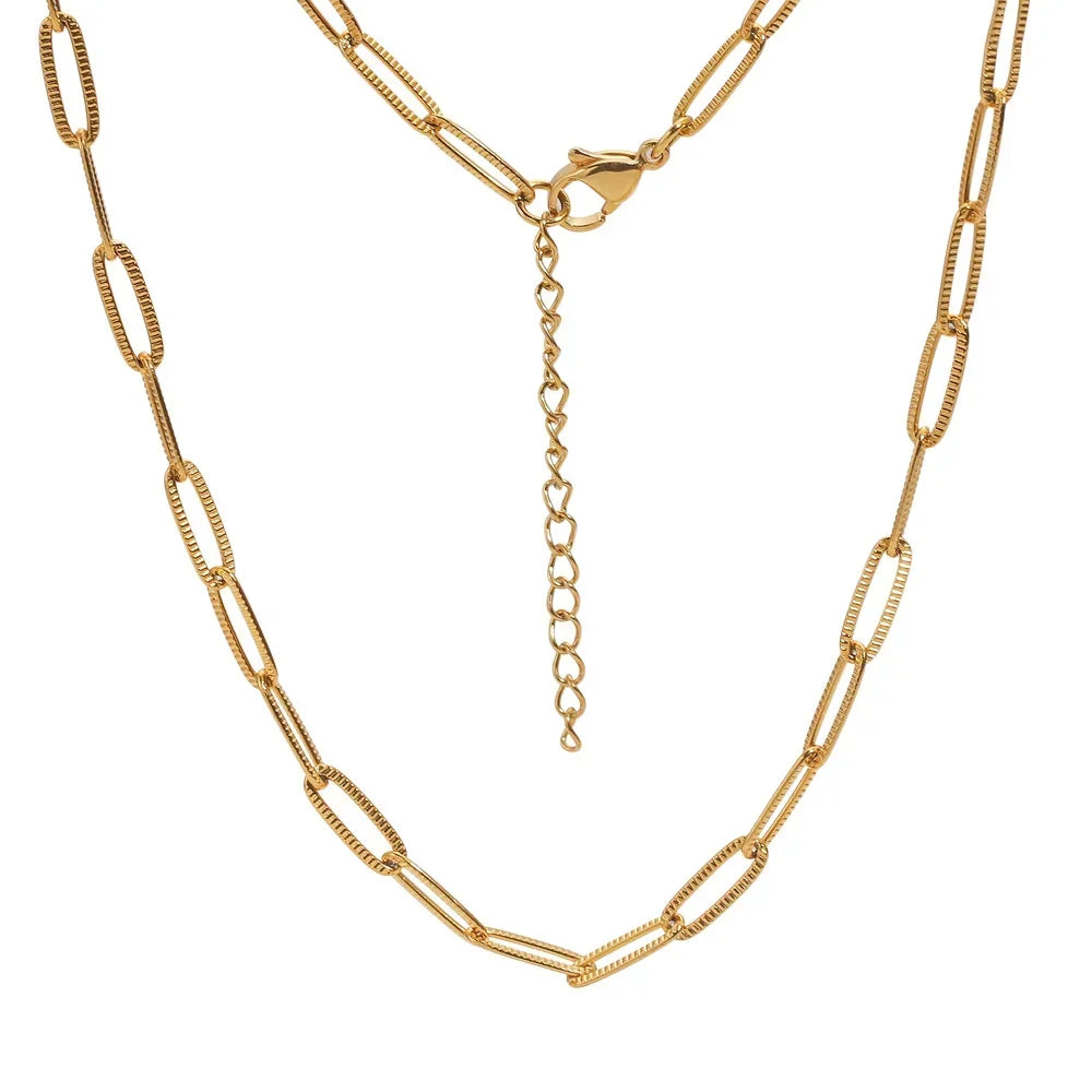 5pcs 45+5cm plated Gold Stainless Steel Link Chains Oval Bulk Necklaces Jewelry Adjustable Chains Wholesale Chokers DIY Crafts