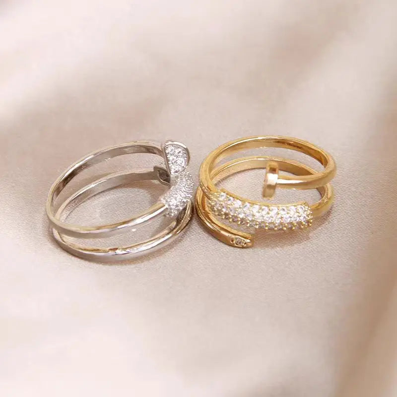 European and American style open nail micro inlaid zircon niche luxury high-end ring personalized cold air series