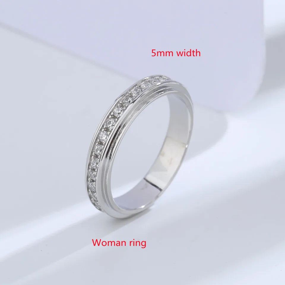 Buyee 925 Sterling Silver Wedding Ring Light White Zircon Ring Finger for Woman Man Classic Fine Jewelry Circle Gift with Box