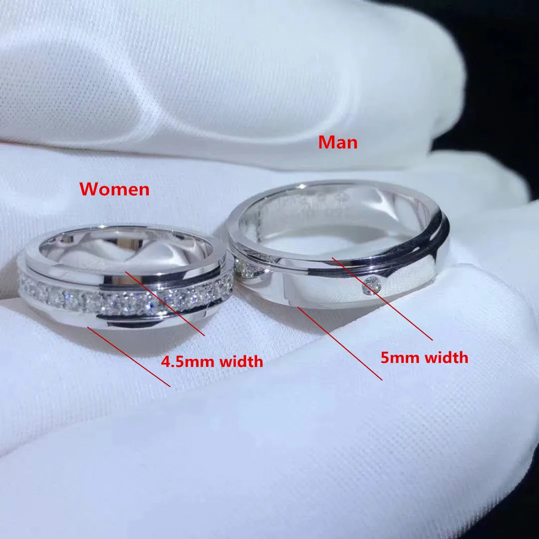 Buyee 925 Sterling Silver Couples Ring White Zircon Ring Finger Ring for Women Men Fashion Classic Wedding Fine Jewelry Circle