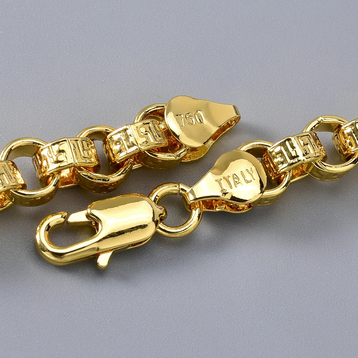 18k Gold Plated Italy 750 Necklace Empty Circle Chain Fashion Hip-hop Daily Party Men Women Wear Jewelry Accessories Gifts