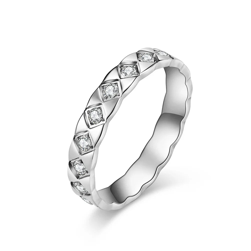 4mm Stainless Steel Stackable CZ Eternity Ring Wedding Band for Women Men Size 5-11